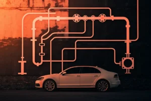 Schéma de ligne d'échappement de voiture : parcours des gaz et pièces clés